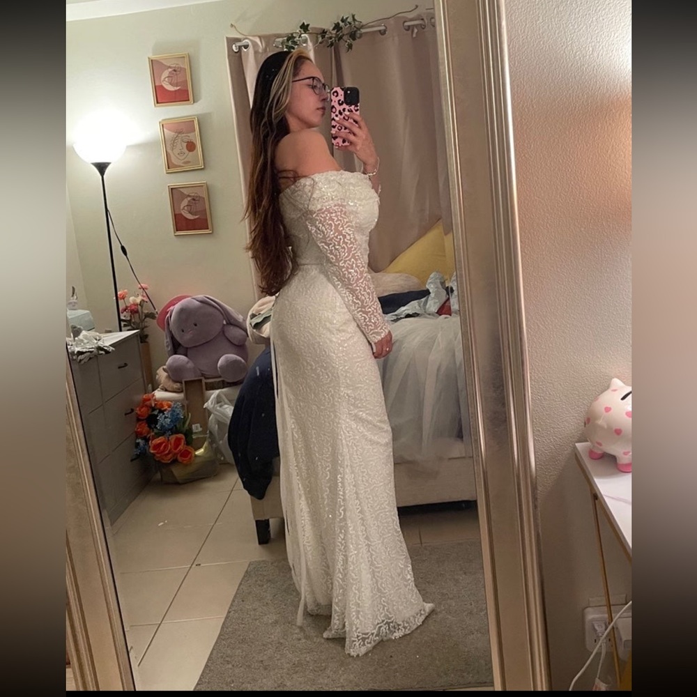 Halloween Sequence Wedding Dress with Tul trail